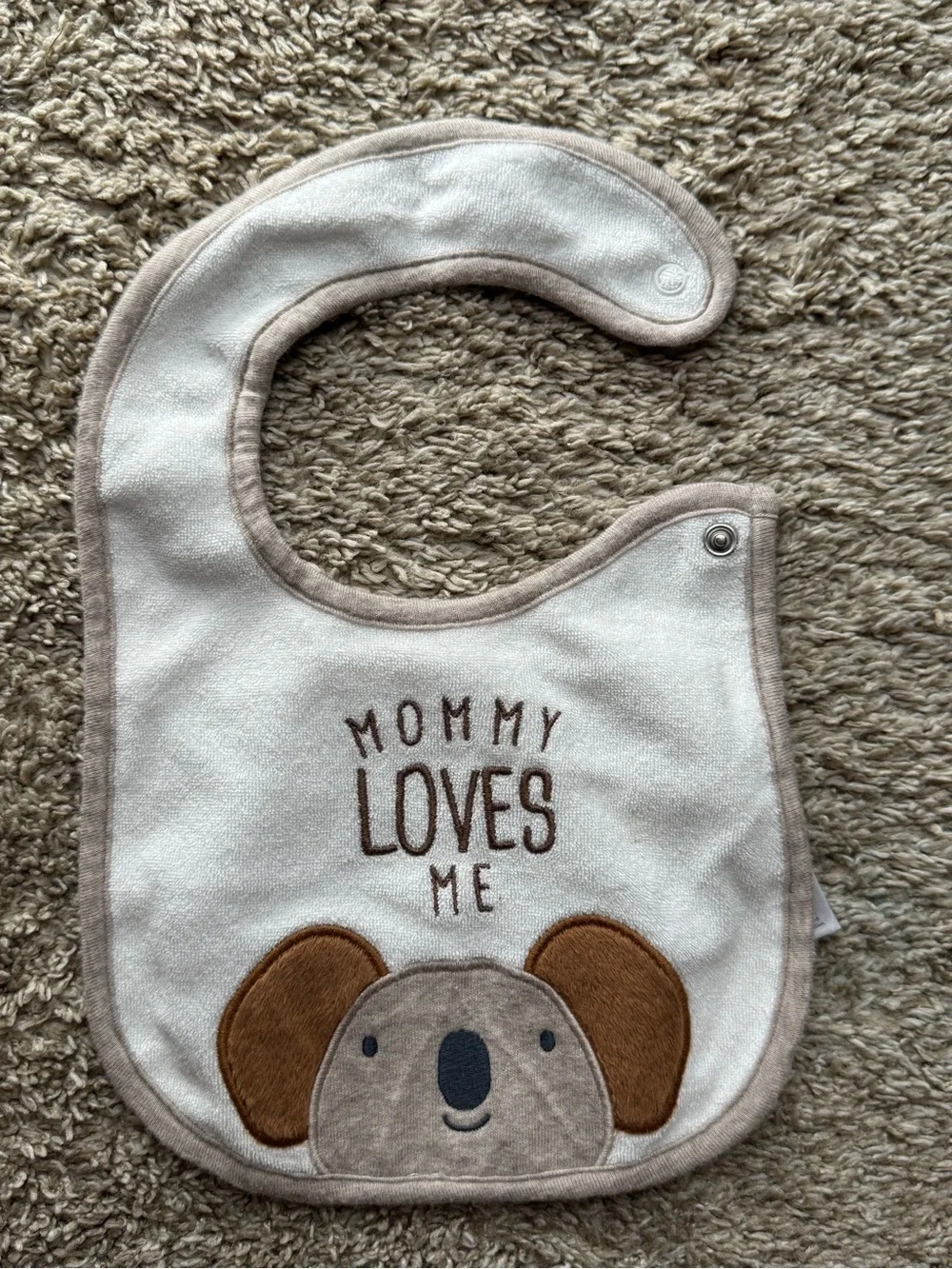 Carter’s Child of Mine Baby Bib Set Brown Neutral Puppy Daddy Mommy 3 Pack OS